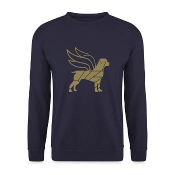 Rottweiler Angel with Wings Silhouette - Unisex Sweatshirt - navy - Front - Alina (178cm) & Michal (187cm)