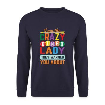 Crazy Bingo Lady They Warned You About Funny Bingo - Unisex Pullover - Navy - Vorne - Alina (178cm) & Michal (187cm)