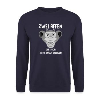 Affe lustige Sprüche T-shirt Geschenk Witz - Unisex Pullover - Navy - Vorne - Alina (178cm) & Michal (187cm)