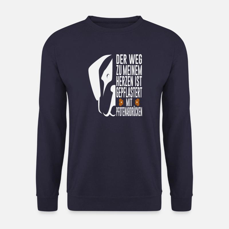Geschenk Spruch Pfotenabdruck Weg zum Herzen - Unisex Pullover - Navy