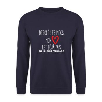 Mon coeur est deja pris cadeau humour - Sweat-shirt Unisexe - marine - Devant - Alina (178cm) & Michal (187cm)