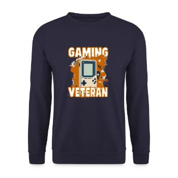 Gaming Veteran Vintage Syle - Unisex Pullover - Navy - Vorne - Alina (178cm) & Michal (187cm)