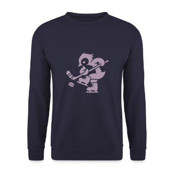 Pinguin Eishockey Minimalistische Spieler - Unisex Pullover - Navy - Vorne - Alina (178cm) & Michal (187cm)
