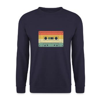 Vintage Cassette Tape 80s 90s Old Retro - Unisex Sweatshirt - navy - Front - Alina (178cm) & Michal (187cm)