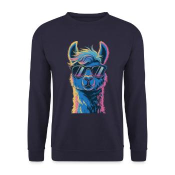 Alpaka Llama - Unisex Pullover - Navy - Vorne - Alina (178cm) & Michal (187cm)
