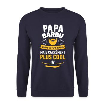 Papa barbu – plus cool qu’un papa normal - Sweat-shirt Unisexe - marine - Devant - Alina (178cm) & Michal (187cm)