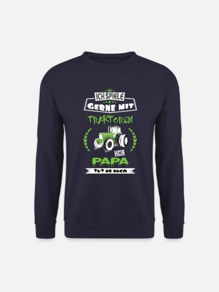 Landwirt Papa mit Traktor Vater Geschenk Tshirt - Unisex Pullover - Navy