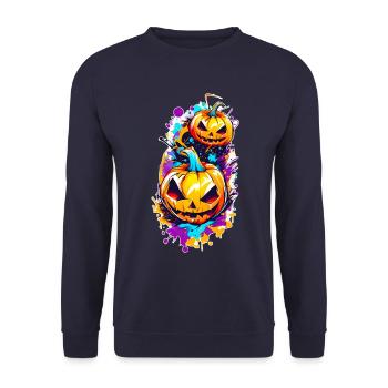 Jack o Lantern 01 - Unisex Pullover - Navy - Vorne - Alina (178cm) & Michal (187cm)
