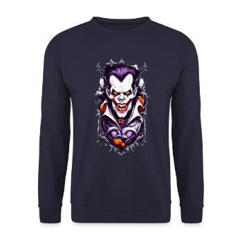 Grusel Vampir Halloween - Unisex Pullover - Navy - Vorne - Alina (178cm) & Michal (187cm)