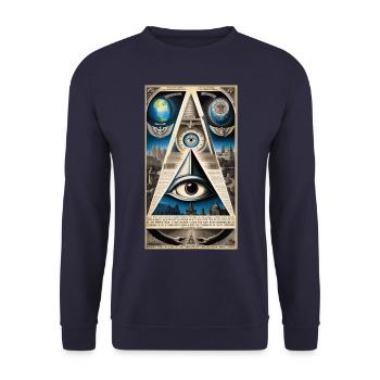 The All-Seeing Eye 01 - Unisex Sweatshirt - navy - Front - Alina (178cm) & Michal (187cm)