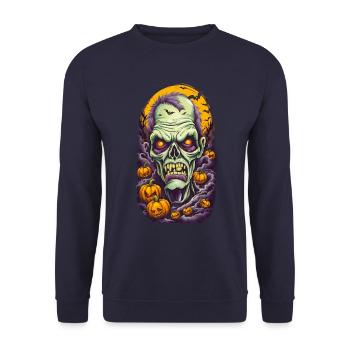 Halloween Zombie - Unisex Pullover - Navy - Vorne - Alina (178cm) & Michal (187cm)