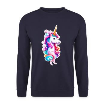 Regenbogen Einhorn 03 - Unisex Pullover - Navy - Vorne - Alina (178cm) & Michal (187cm)