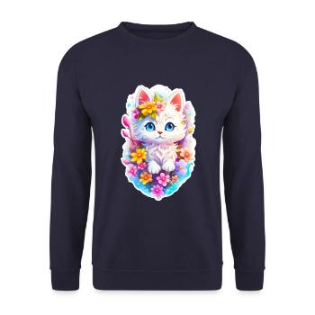 Chaton mignon - Sweat-shirt Unisexe - marine - Devant - Alina (178cm) & Michal (187cm)