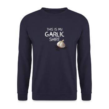 Garlic statement - Unisex Sweatshirt - navy - Front - Alina (178cm) & Michal (187cm)