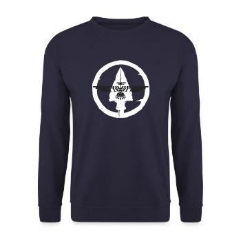 Geometrische Federikon - Unisex Pullover - Navy - Vorne - Alina (178cm) & Michal (187cm)
