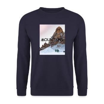 Verschneiter Berg - Unisex Pullover - Navy - Vorne - Alina (178cm) & Michal (187cm)
