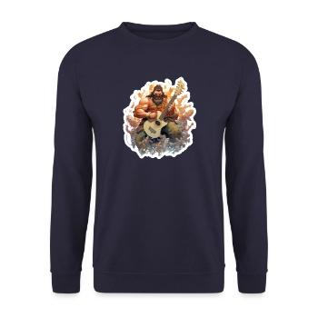 Barbar als Barde – Funny Fantasy RPG Design - Unisex Pullover - Navy - Vorne - Alina (178cm) & Michal (187cm)