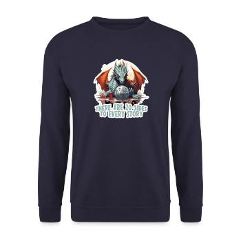 20 Seiten Einer Geschichte W20 RPG Shirt - Unisex Pullover - Navy - Vorne - Alina (178cm) & Michal (187cm)