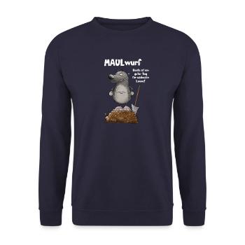 Schlechte Laune Nö Maulwurf Wortspiel - Unisex Pullover - Navy - Vorne - Alina (178cm) & Michal (187cm)