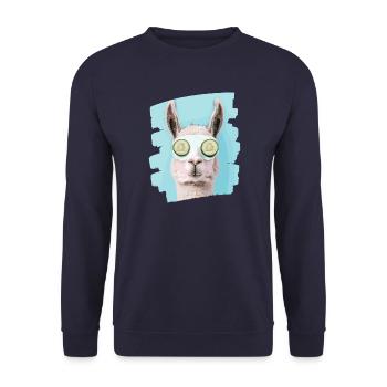 Llama Alpaca Beauty Selfcare Mask - Unisex Sweatshirt - navy - Front - Alina (178cm) & Michal (187cm)