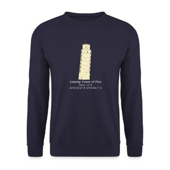 Leaning Tower of Pisa, Italy, coordinates - Unisex Sweatshirt - navy - Front - Alina (178cm) & Michal (187cm)
