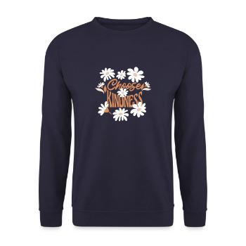 Wähle Freundlichkeit Süßes Gänseblümchen-Design - Unisex Pullover - Navy - Vorne - Alina (178cm) & Michal (187cm)