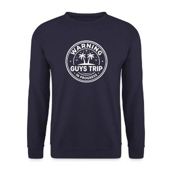 Warnung: Reise läuft noch - Unisex Pullover - Navy - Vorne - Alina (178cm) & Michal (187cm)