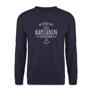 Bootsführerschein bestanden Motorboot Kapitänin - Unisex Pullover - Navy - Vorne - Alina (178cm) & Michal (187cm)
