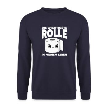 Klopapier Toilettenpapier Lustiger Spruch Humor - Unisex Pullover - Navy - Vorne - Alina (178cm) & Michal (187cm)
