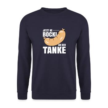 Jetzt ne Bocki an der Tanke - Unisex Pullover - Navy - Vorne - Alina (178cm) & Michal (187cm)
