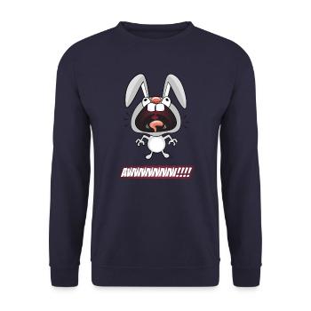 Lustiger Comic Hase! - Unisex Pullover - Navy - Vorne - Alina (178cm) & Michal (187cm)