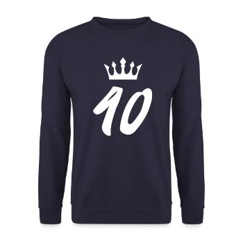 40 Zahl Krone - Unisex Pullover - Navy - Vorne - Alina (178cm) & Michal (187cm)