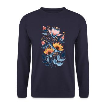 Beautiful floral pattern - Unisex Sweatshirt - navy - Front - Alina (178cm) & Michal (187cm)