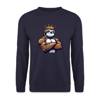 Sloth King Entraînement Entraînement Fitness - Sweat-shirt Unisexe - marine - Devant - Alina (178cm) & Michal (187cm)