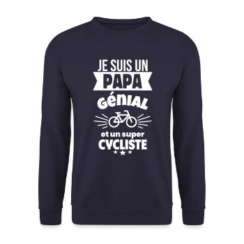 Papa génial & cycliste – idée fête des pères - Sweat-shirt Unisexe - marine - Devant - Alina (178cm) & Michal (187cm)