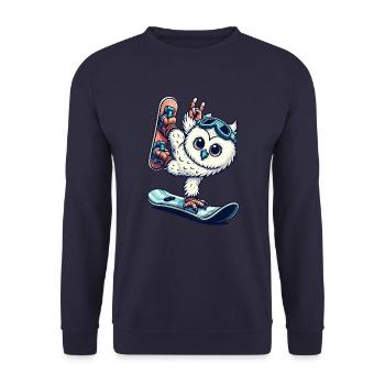 Owl snowboard snowy owl winter sports vacation - Unisex Sweatshirt - navy - Front - Alina (178cm) & Michal (187cm)