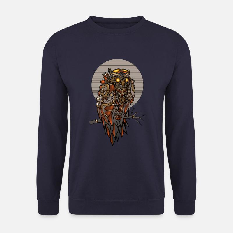 Steampunk Eule in farbig mechanisch geometrisch - Unisex Pullover - Navy