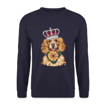 Cocker Spaniel mit Blumen und Krone - Unisex Pullover - Navy - Vorne - Alina (178cm) & Michal (187cm)