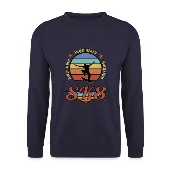 sk8 Profi auf Rädern, retro stil - Unisex Pullover - Navy - Vorne - Alina (178cm) & Michal (187cm)