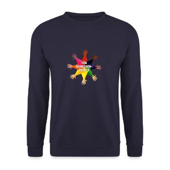 human,LGBT,Regenbogen,für menschenrechte,stern - Unisex Pullover - Navy - Vorne - Alina (178cm) & Michal (187cm)