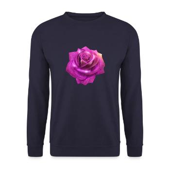 Rose, pink, Metall,,metallisch, high tech - Unisex Pullover - Navy - Vorne - Alina (178cm) & Michal (187cm)