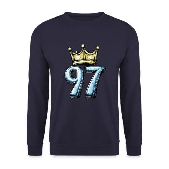 97 Nombre Couronne - Sweat-shirt Unisexe - marine - Devant - Alina (178cm) & Michal (187cm)