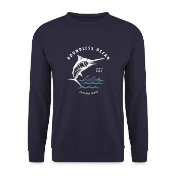 Boundless ocean,explore more - Unisex Sweatshirt - navy - Front - Alina (178cm) & Michal (187cm)