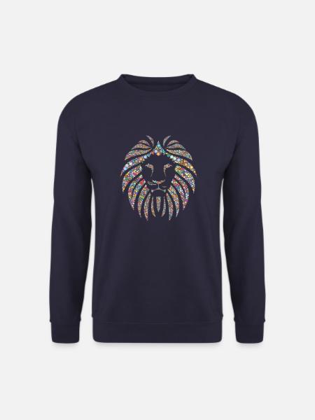 Künstlerischer mehrfarbiger Löwenkopf - Unisex Pullover - Navy