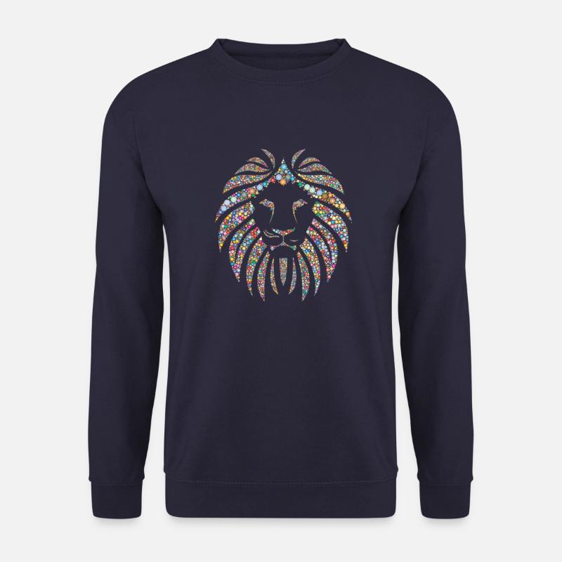 Künstlerischer mehrfarbiger Löwenkopf - Unisex Pullover - Navy