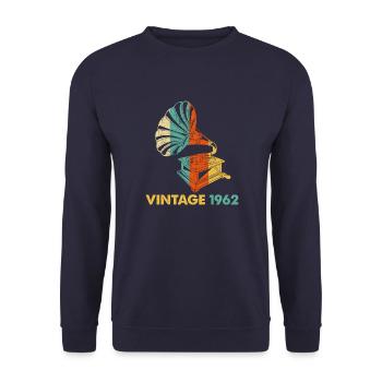 Vintage Gramophone 60th birthday 1962 60 years old - Unisex Sweatshirt - navy - Front - Alina (178cm) & Michal (187cm)
