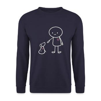 Mignon Stick Figure Propriétaire de chien Motif Dog Fan - Sweat-shirt Unisexe - marine - Devant - Alina (178cm) & Michal (187cm)