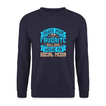 Partagez votre mème bouledogue préféré sur les réseaux sociaux - Sweat-shirt Unisexe - marine - Devant - Alina (178cm) & Michal (187cm)