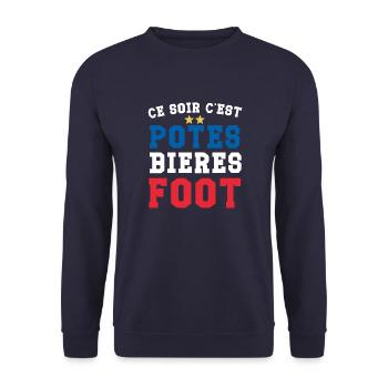 Ce soir c'est potes bière foot supporter football - Sweat-shirt Unisexe - marine - Devant - Alina (178cm) & Michal (187cm)