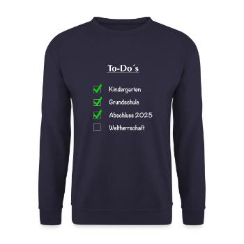 To Do´s Abschlussjahr 2025 Design - Unisex Pullover - Navy - Vorne - Alina (178cm) & Michal (187cm)